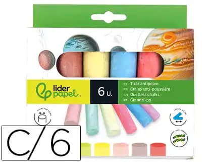 Liderpapel Tiza color liderpapel para suelo caja de 6 unidades colores surtidos