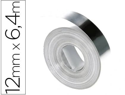 Dymo Cinta dymo acero inoxidable 12mm x 6,40mt sin adhesivo para rotuladora