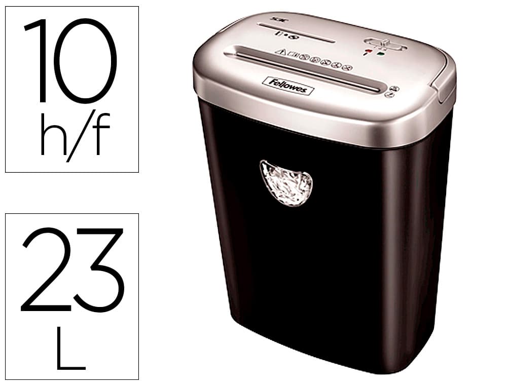 Fellowes Destructora de documentos fellowes 53c capacidad de corte 10 hojas destruye grapasclips tarjetas y cd 23 litros