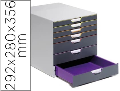 Durable Fichero cajones de sobremesa durable varicolor apilables 7 cajones plastico 292x280x356 mm