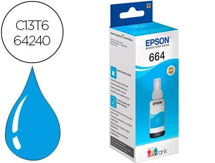 Epson Tinta epson t6642 et2500/2550/ /14000/l475/565/575/4500 cian botella 70 ml 6.500 pag
