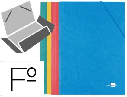Liderpapel Carpeta liderpapel gomas tres solapas carton simil prespan folio pack de 4 unidades colores surtidos
