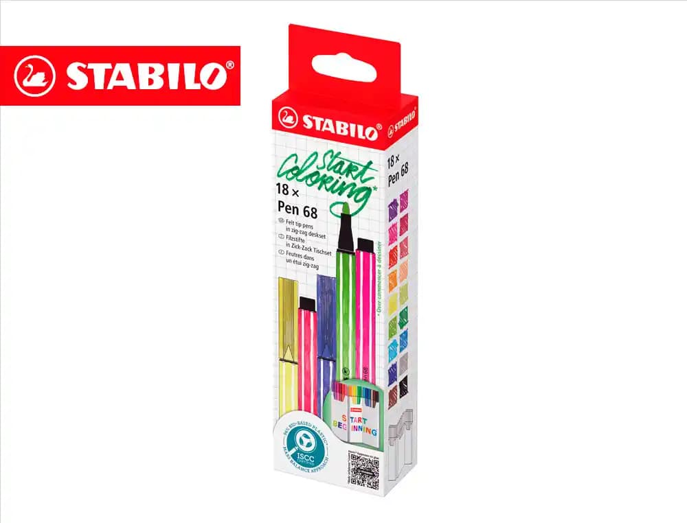 Stabilo Rotulador stabilo acuarelable pen 68 zi-zag estuche de 18 unidades colores surtidos