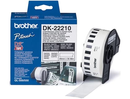 Brother Cinta de papel continuo brother dk-22210 para impresoras ql -29mmx30,48 m
