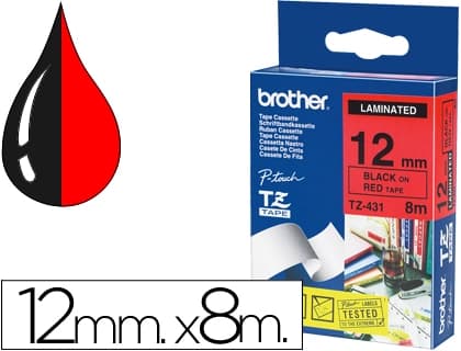 Brother Cinta brother tze431 laminada negro-rojo 12mm x 8 m