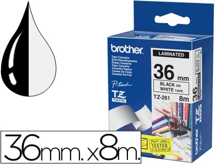 Brother Cinta brother tze261 blanco-negro 36mm longitud 8 m