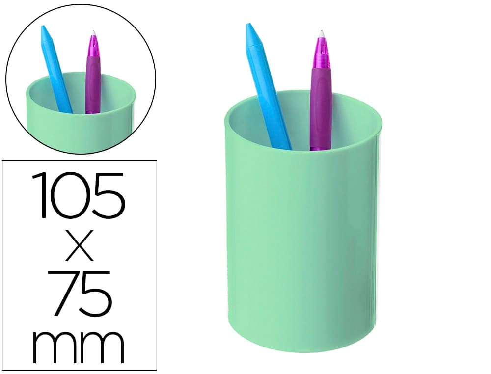 Cubilete portalapices archivo 2000 pastel opaco plastico 100% reciclado diametro 75 mm alto 105 mm