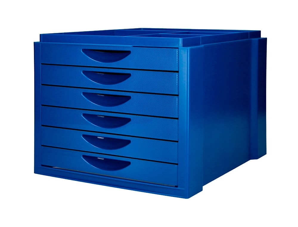 Fichero cajones de sobremesa q-connect bandeja organizadora superior 6 cajones opaco