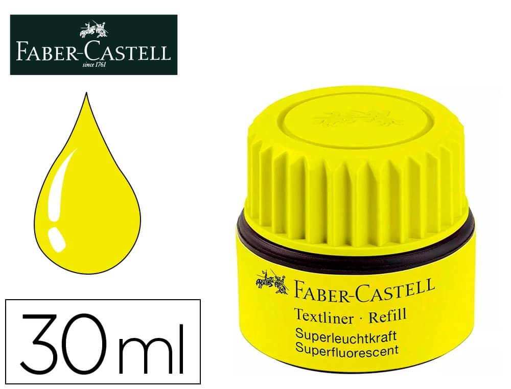 Tinta rotulador faber castell textliner fluorescente 1549 con sistema capilar bote 30 ml