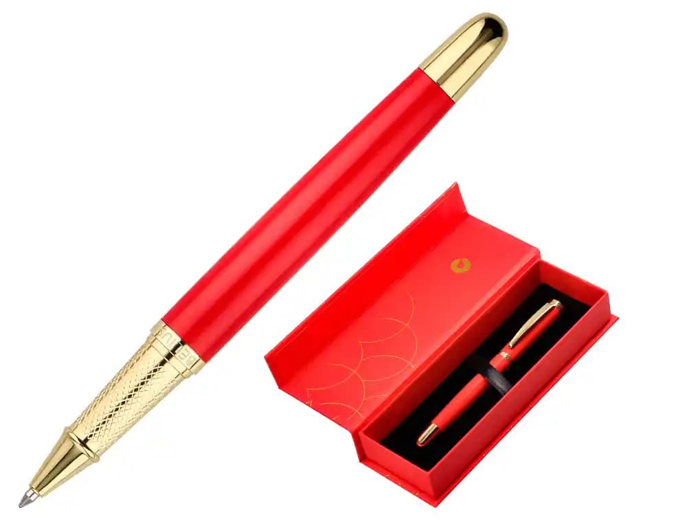 Boligrafo belius passion dor aluminio textura cepillada y dorado tinta azul caja de diseño