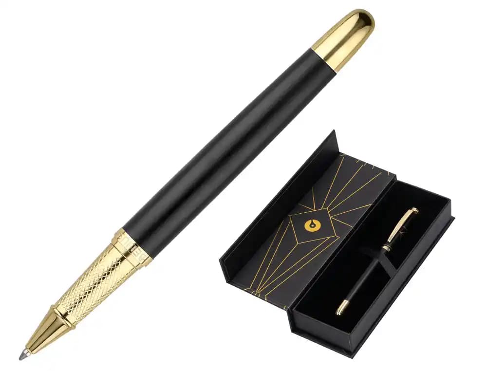 Boligrafo belius soiree aluminio y dorado tinta azul caja de diseño