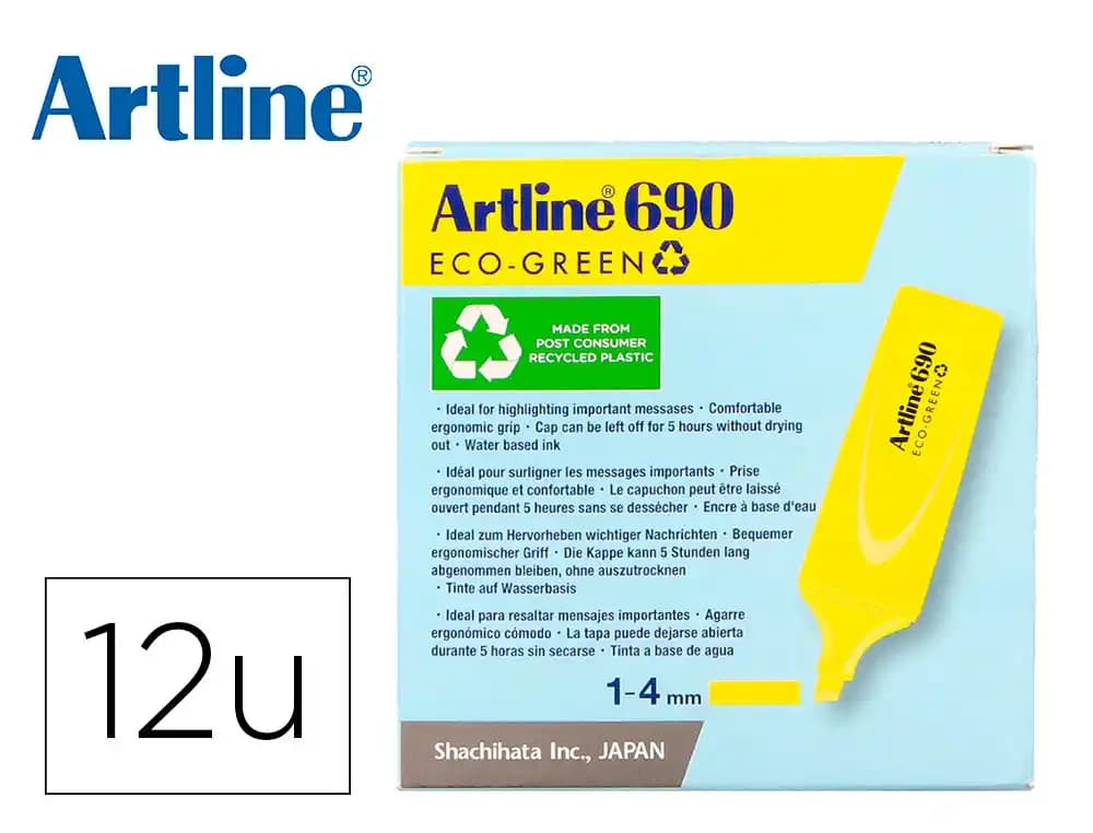 Rotulador artline fluorescente ek-690 eco green punta biselada 1-4 mm