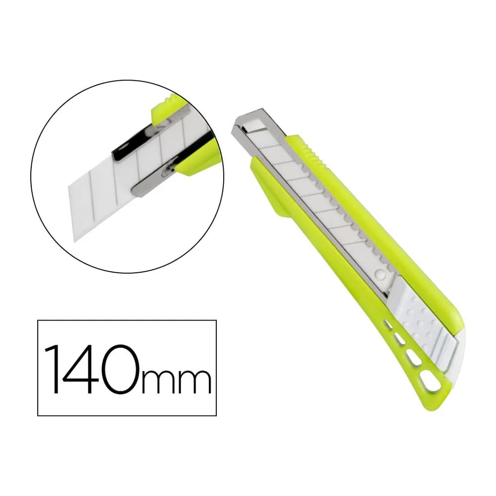 Q-connect Cuter q-connect plastico ancho con guia metalica cuchilla ceramica 18 mm xd-43 blister 1 unidad