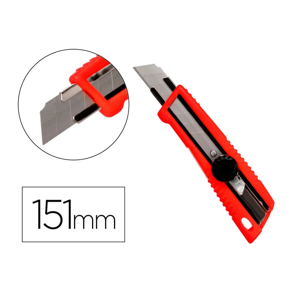 Q-connect Cuter q-connect plastico ancho bloqueo de la hoja por rueda guia metalica para la cuchilla 18 mm xd-190 blister 1 unida