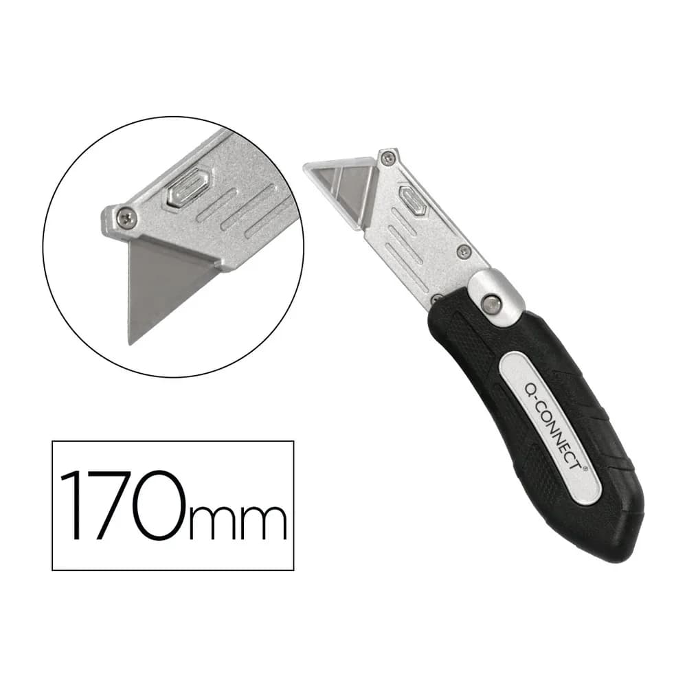 Q-connect Cuter q-connect metalico ancho plegable con mango antideslizante cuchilla 19 mm xd-925 conclip blister 1 unidad