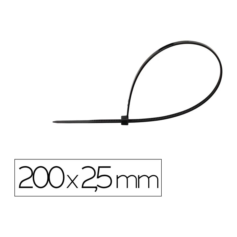Q-connect Brida q-connect color negro 200x2,5 mm bolsa de 100 unidades
