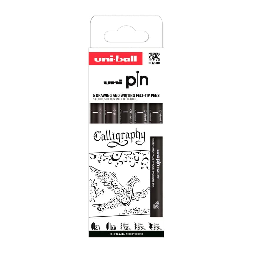 Uniball Rotulador uniball pin caligrafico color negro blister de 5 unidades