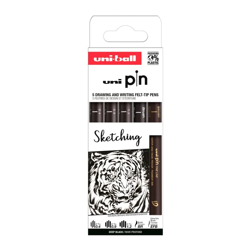 Uniball Rotulador uniball pin sketching color negro blister de 5 unidades