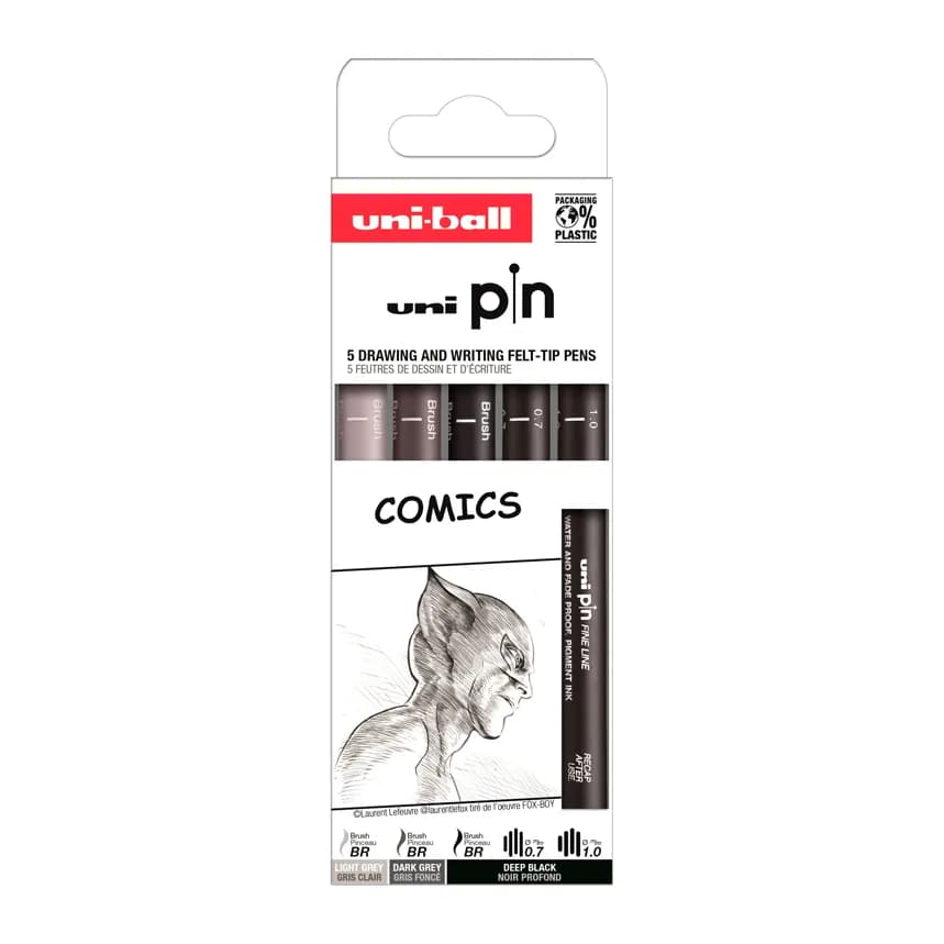Uniball Rotulador uniball pin comics blister de 5 unidades colores surtidos