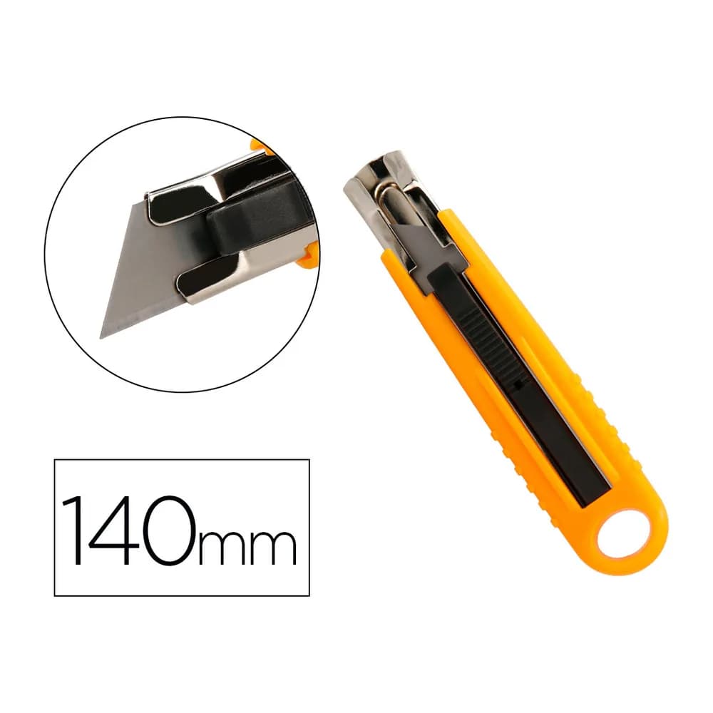 Q-connect Cuter q-connect plastico ancho de seguridad retractil y con asa para colgar cuchilla 18 mm xd-123 blister 1 unidad