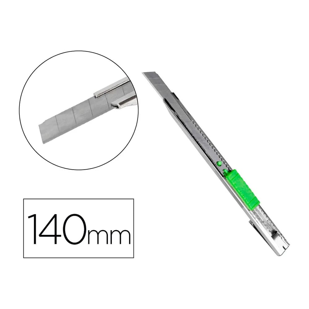 Q-connect Cuter q-connect metalico estrecho cuchilla 9 mm con clip blister 1 unidad