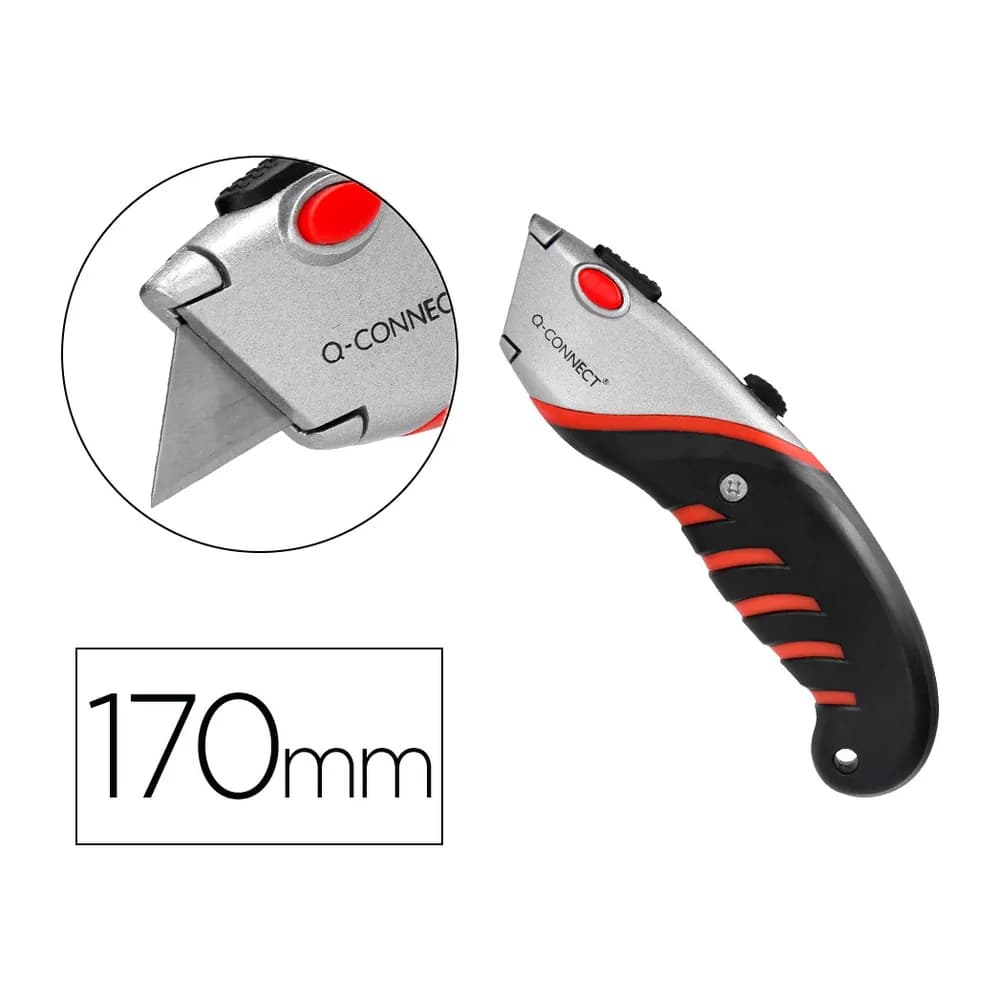 Q-connect Cuter q-connect metalico ancho aleacion de aluminio - 2 cuchillas de repuesto - cuchilla 19 mm xd-8300 blister 1 unida
