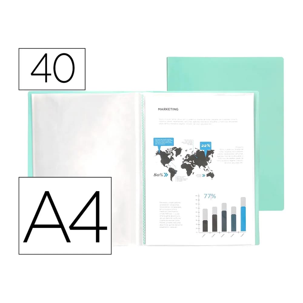 Liderpapel Carpeta liderpapel escaparate 40 fundas polipropileno din a4 verde manzana opaco