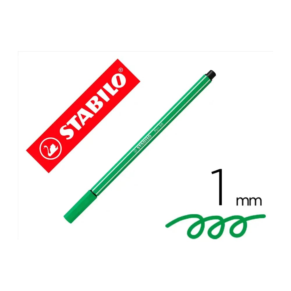 Stabilo Rotulador stabilo acuarelable pen 68 esmeralda claro punta gruesa 1mm