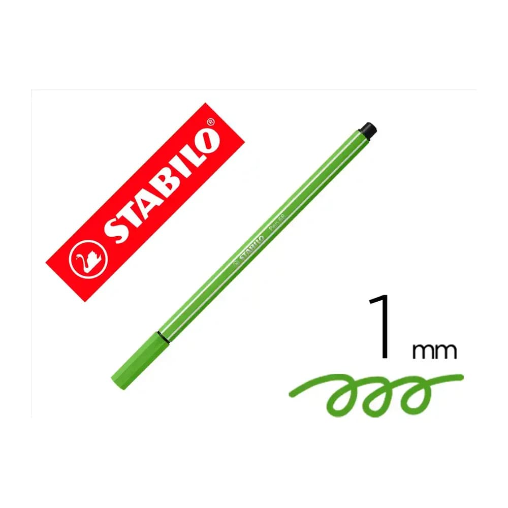 Stabilo Rotulador stabilo acuarelable pen 68 verde prado punta gruesa 1mm