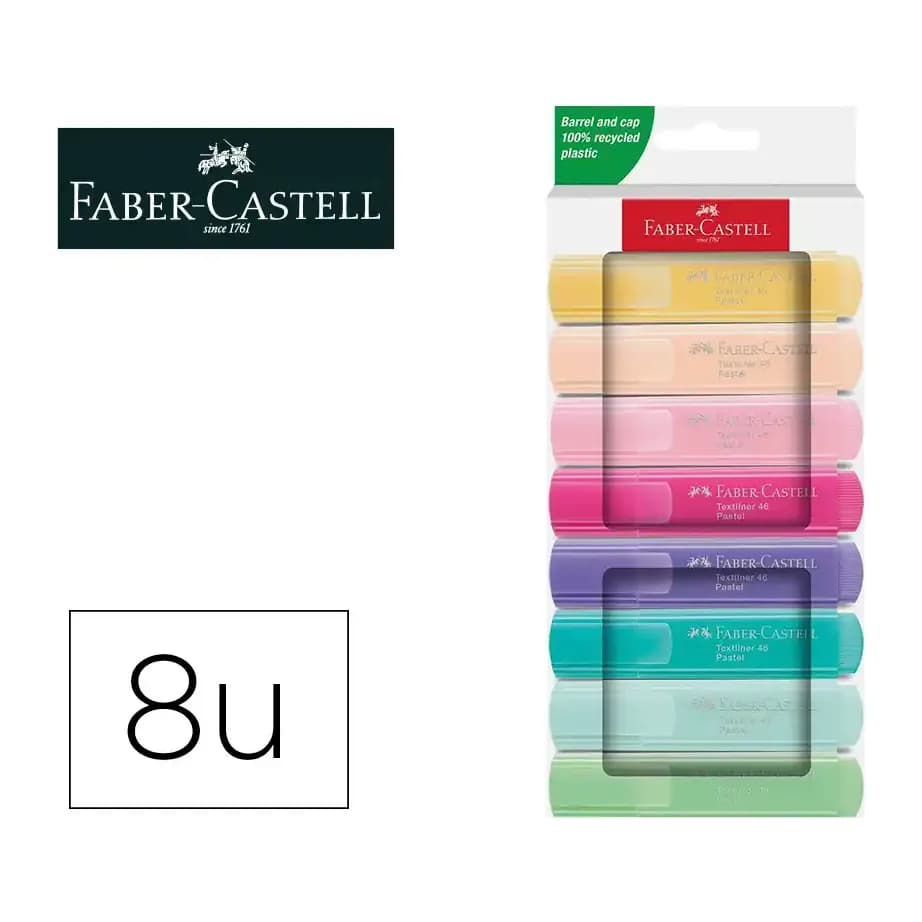 Faber castell Rotulador faber castell fluorescente textliner 46 pastel estuche 8 unidades colores surtidos