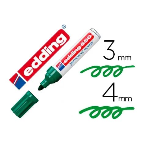 Edding Rotulador edding punta fibra permanente 550 verde n. 4 punta redonda recargable