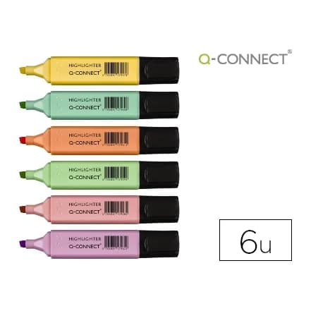 Q-connect Rotulador q-connect fluorescente pastel punta biselada estuche de 6 unidades colores surtidos
