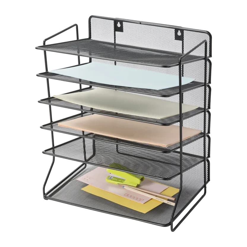 Q-connect Bandeja sobremesa q-connect kf17289 metalica rejilla negra 6 bandejas 325x230x390 mm