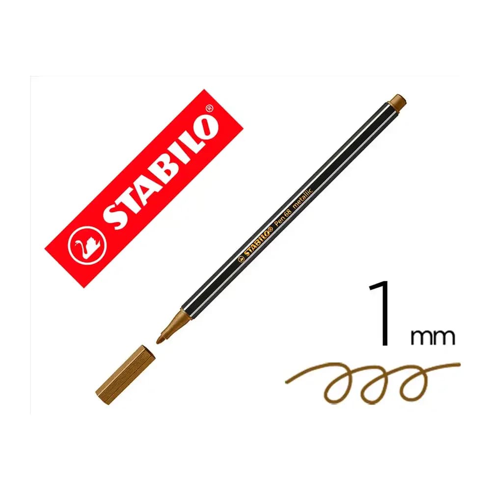 Stabilo Rotulador stabilo acuarelable pen 68 metalico oro punta gruesa 1mm