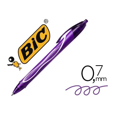 Bic Boligrafo bic gelocity quick dry retractil tinta gel purpura punta de 0,7 mm