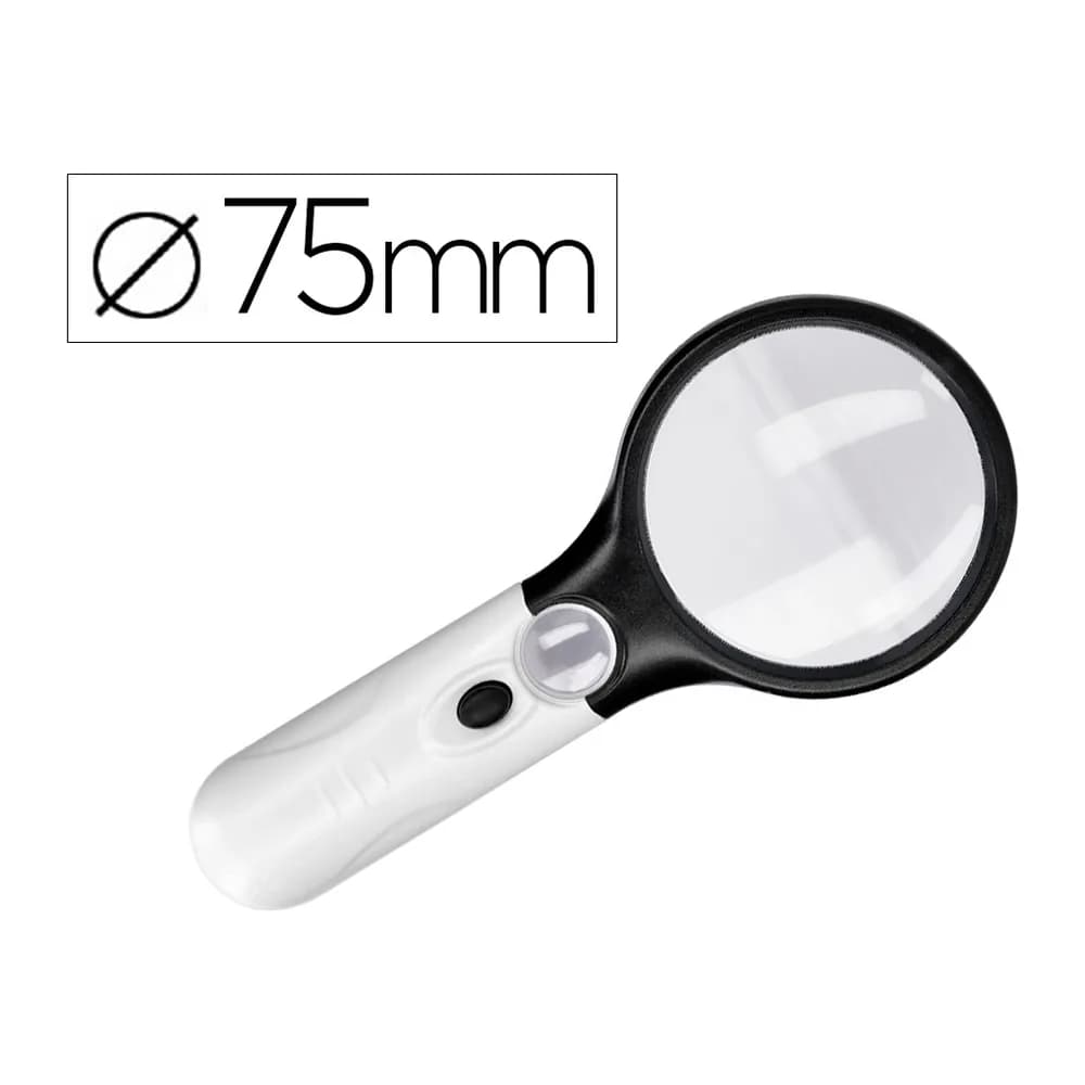 Q-connect Lupa q-connect electrica aro abs 75 mm 3 aumentos 3 bombillas led lente 70 mm