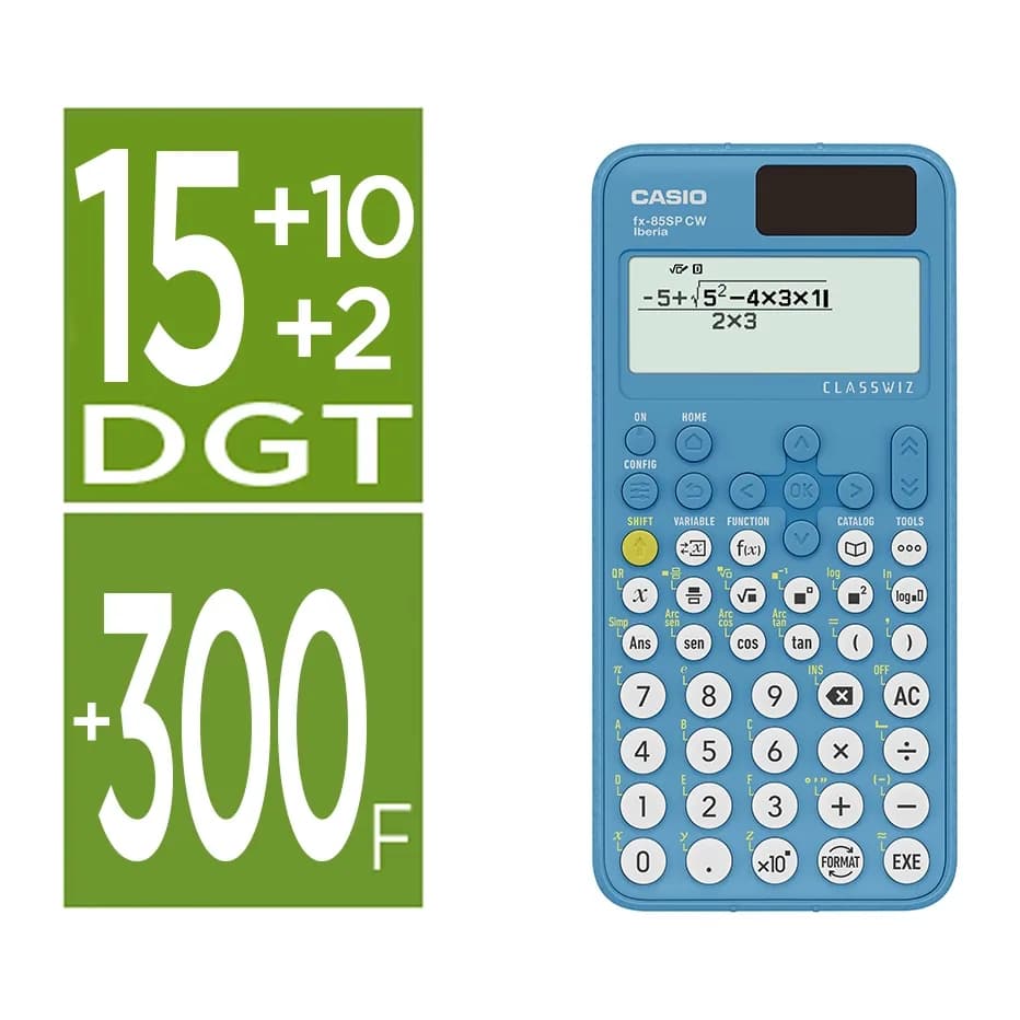 Casio Calculadora casio fx-85sp cw iberia solar cientifica +300 funciones 9 memorias 15+10+2 digitos 16 mb flash con tapa
