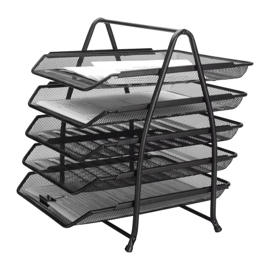 Q-connect Bandeja sobremesa metalica q-connect kf18474 rejilla negro 5 bandejas movibles 350x275x375 mm