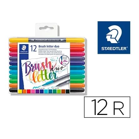 Staedtler Rotulador staedtler 3004 doble punta para lettering estuche de 12 unidades colores surtidos