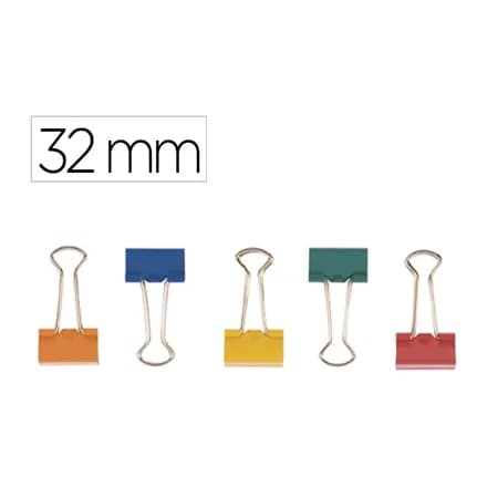 Q-connect Pinza metalica q-connect reversible n.3 32 mm caja de 10 unidades colores surtidos