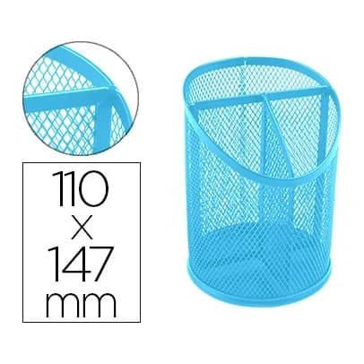 Q-connect Cubilete portalapices q-connect turquesa metal rejilla con 3 compartimentos diametro 110 mm alto 147 mm
