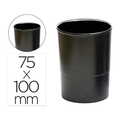 Q-connect Cubilete portalapices q-connect negro opaco plastico 100% reciclado redondo diametro 75 mm alto 100 mm