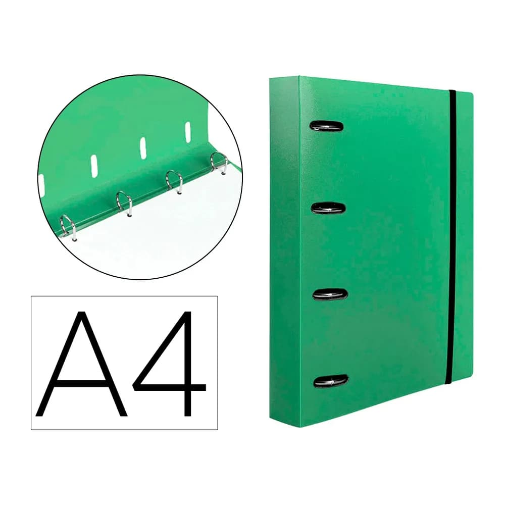 Liderpapel Carpeta con recambio liderpapel a4 cuadro 5mm 100 hojas 80g polipropileno 4 anillas 40mm verde manzana