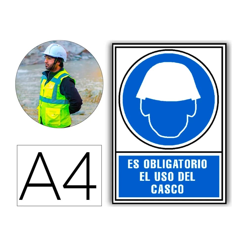 Archivo 2000 Pictograma archivo 2000 obligatorio uso de casco pvc azul luminiscente 210x297 mm