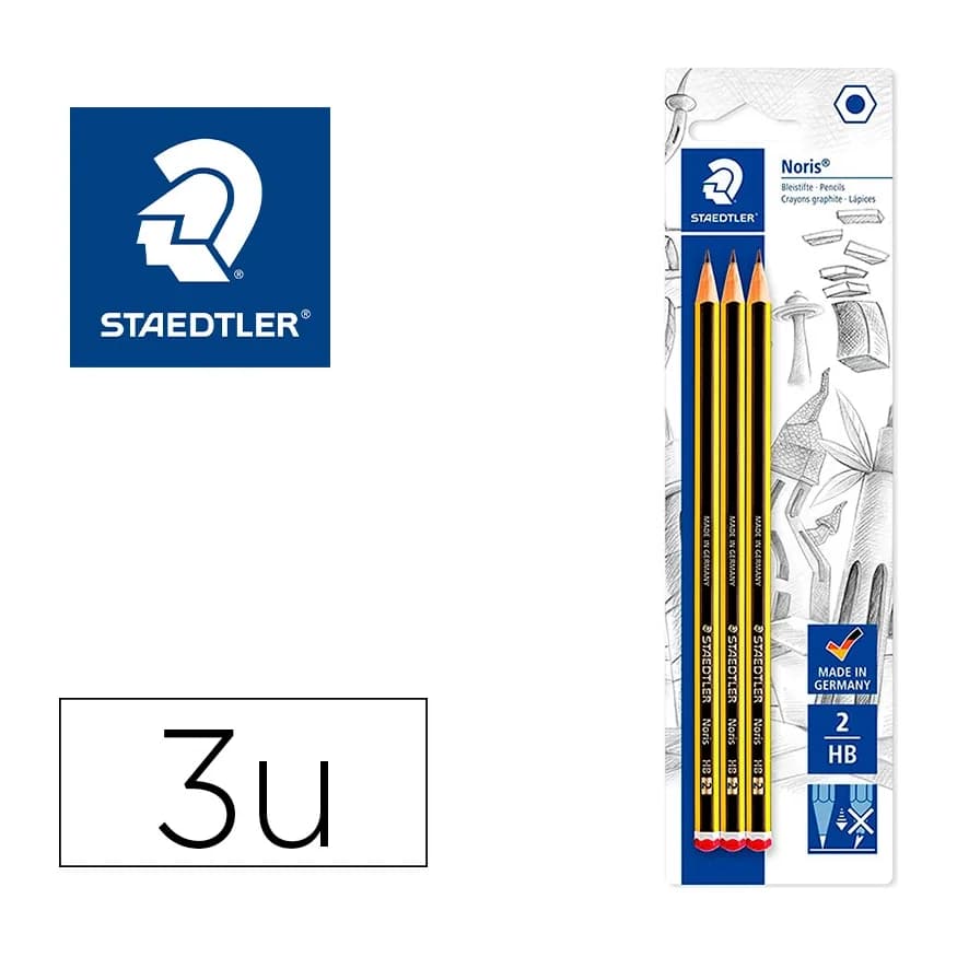 Staedtler Lapices de grafito staedtler noris n.2 hb blister de 3 unidades