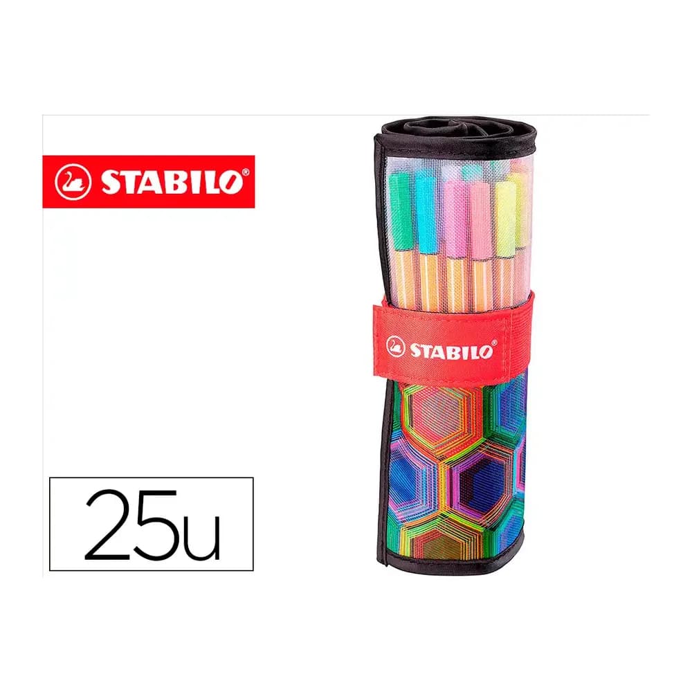 Stabilo Rotulador stabilo punta de fibra point 88 art estuche rollerset de 25 unidades colores surtidos