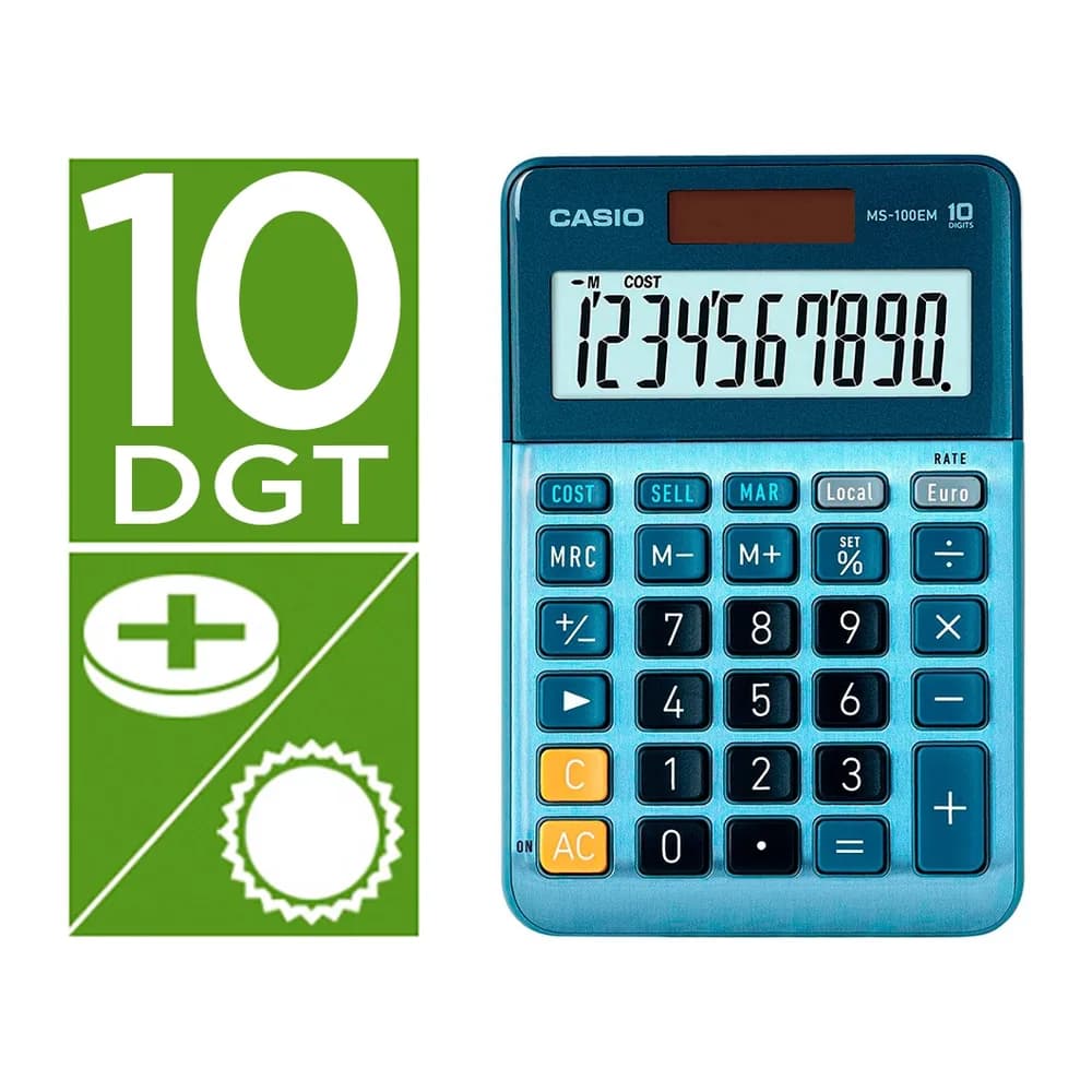 Casio Calculadora casio ms-100em sobremesa 10 digitos tx +/- tecla color azul