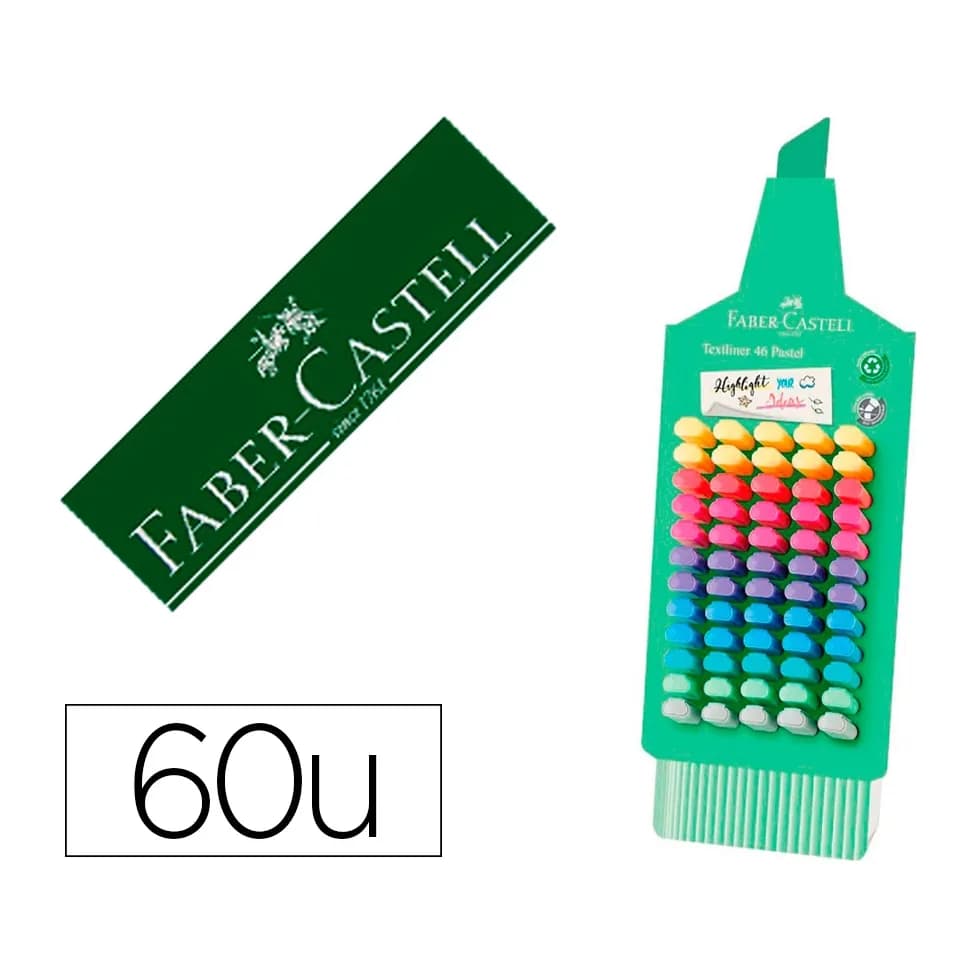 Faber castell Rotulador faber castell fluorescente textliner 46 pastel expositor 60 unidades colores surtidos