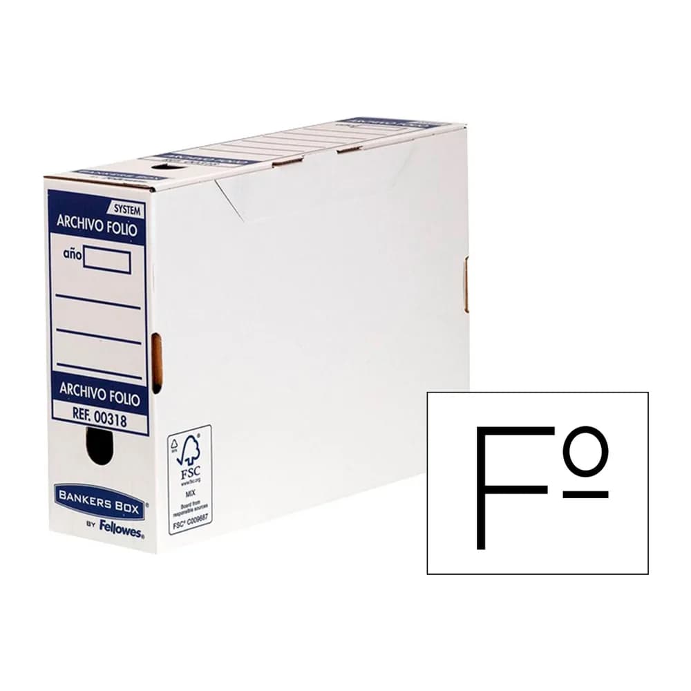 Fellowes Caja archivo definitivo fellowes folio carton reciclado 100% lomo 100 mm montaje automatico color azul