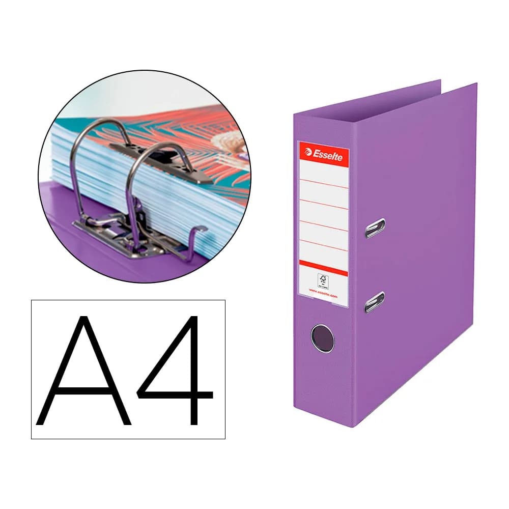 Esselte Archivador de palanca esselte colour breeze carton forrado pvc din a4 lomo 75 mm color malva